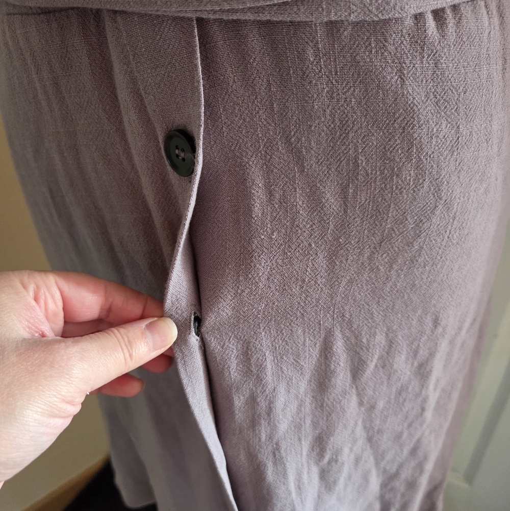 Sadie & Sage Slate Button-Down Mini Dress W/Belt Linen Blend Spring Summer Large - Picture 6 of 11
